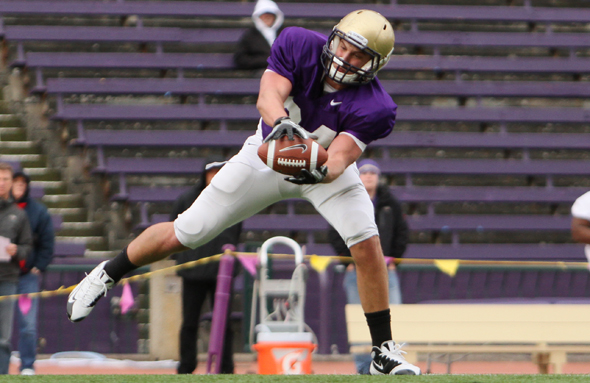 Washington tight end Michael Hartvigson has impressed throughout the spring. / Kyle Scholzen, Sportspress Northwest