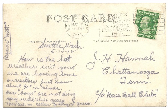 Tealy1912SeattleGiantsPostcardBack